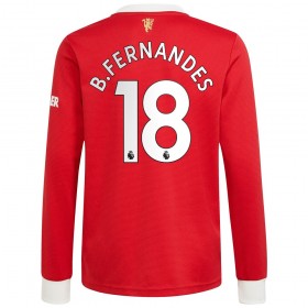 Jalkapallo Pelipaidat Manchester United Bruno Fernandes 18 Kotipaita 2021-2022 Pitkähihainen